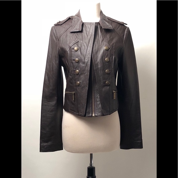 Moda International Jackets & Blazers - MODA INTERNATIONAL Military Style Leather Jacket